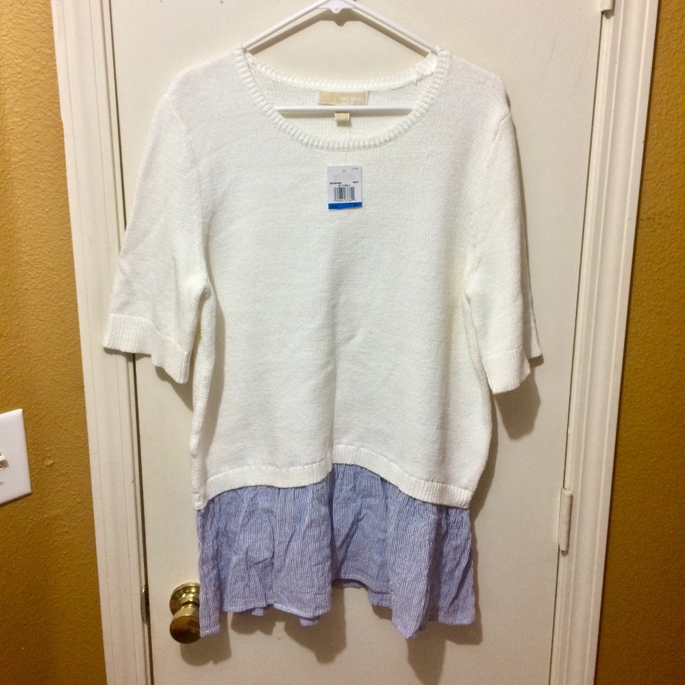 NEW Michael Kors women's XL short sleeve underlay sweater NWD tiny fabric flaws